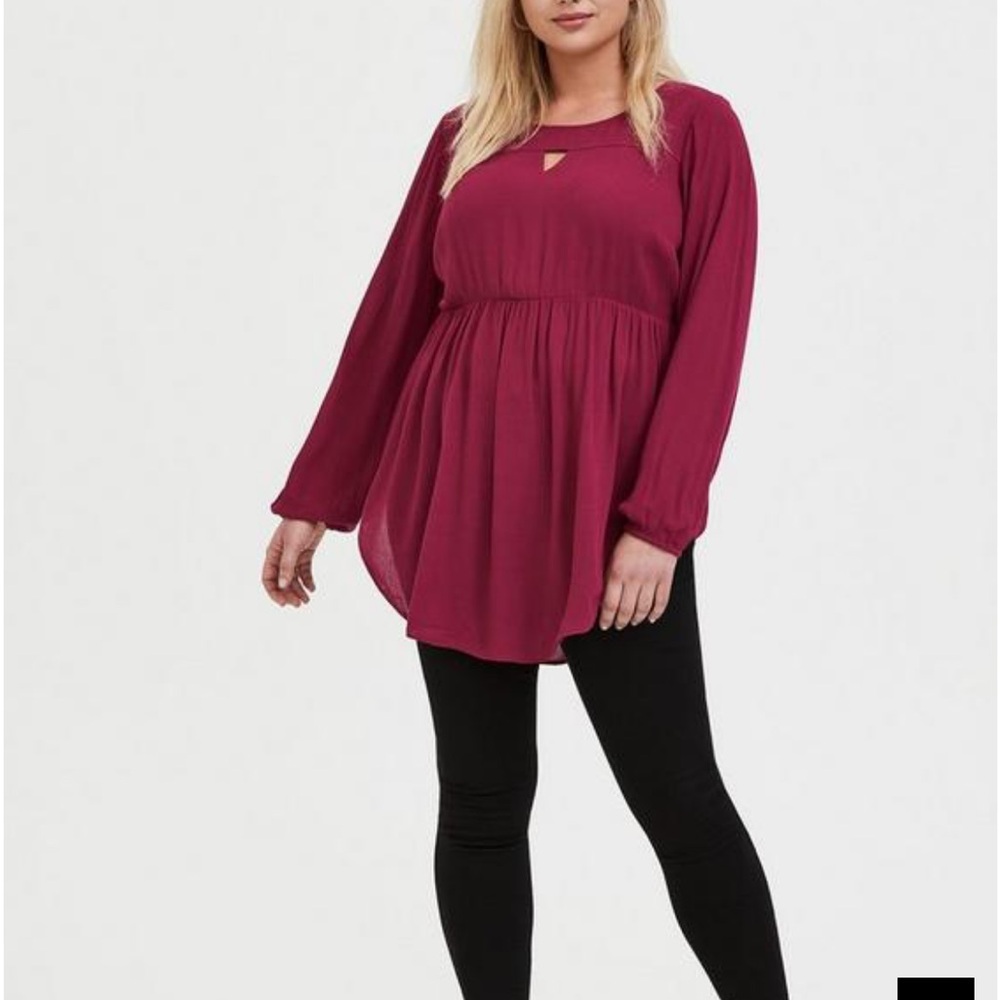 Babydoll Gauze Keyhole Front Tunic Top